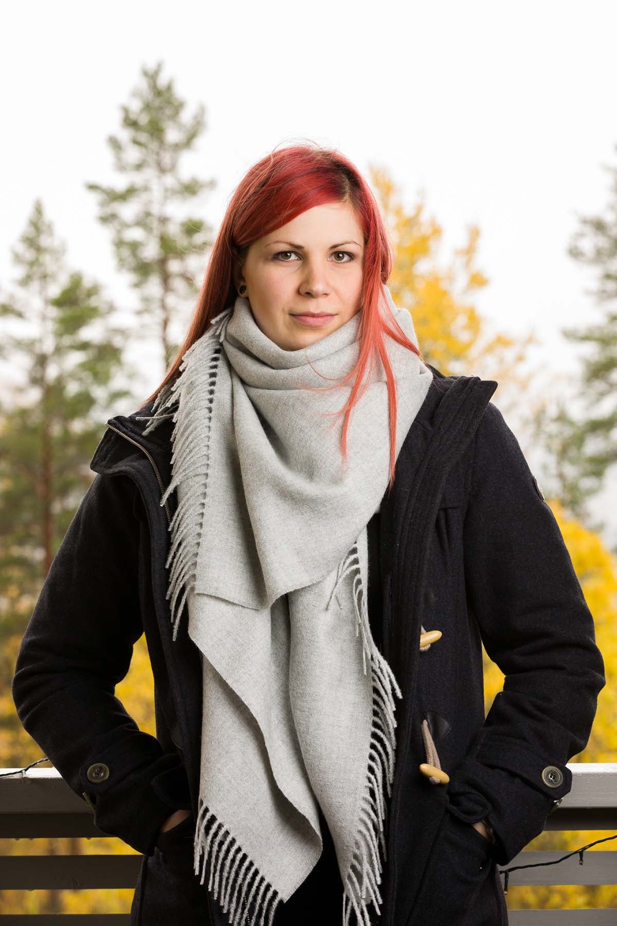 Alpakkahuivi harmaa vaaleanharmaa Arapa