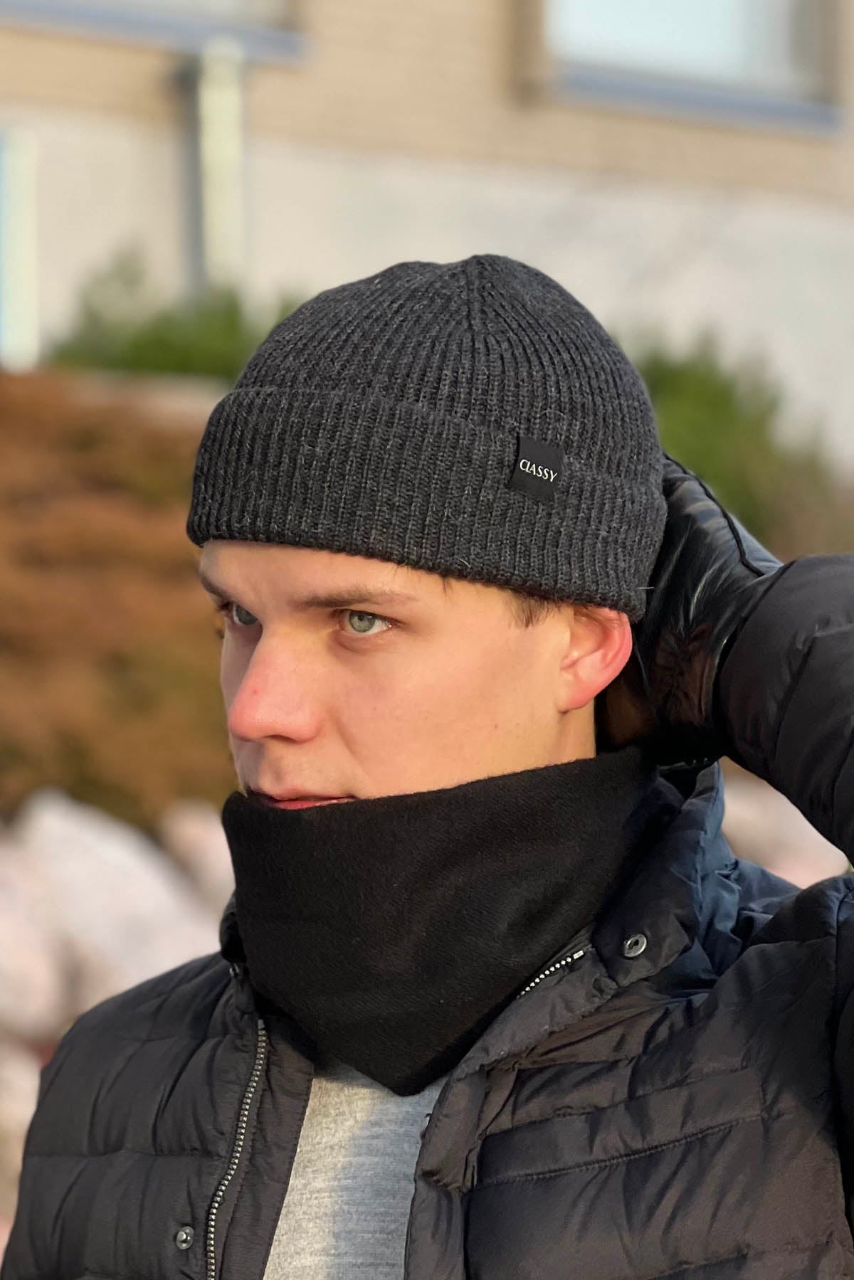 Misti alpakkapipo grafiitti harmaa sivusta